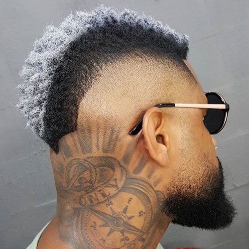 Burst Fade Mohawk + Thick Beard - Haircut for Black Men